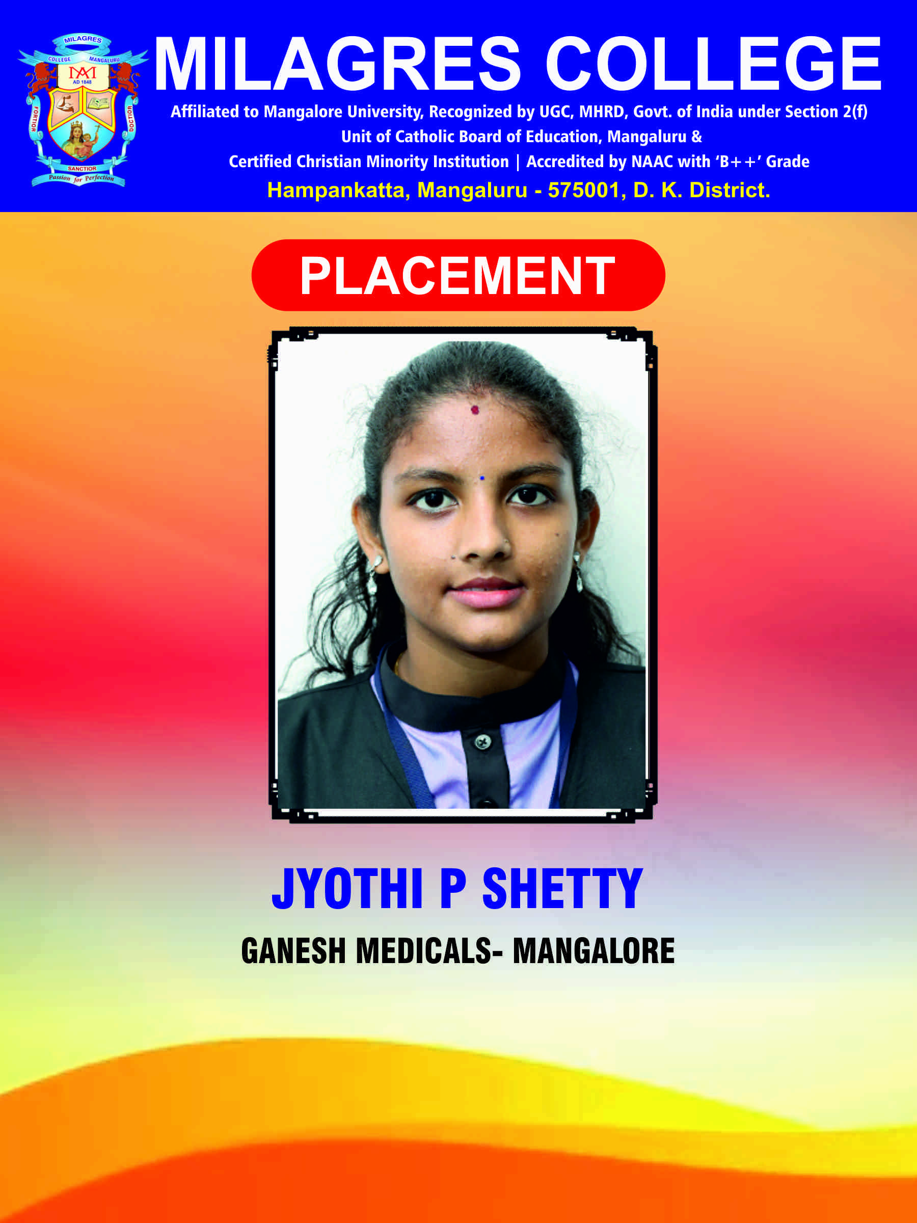 Successfully placed student